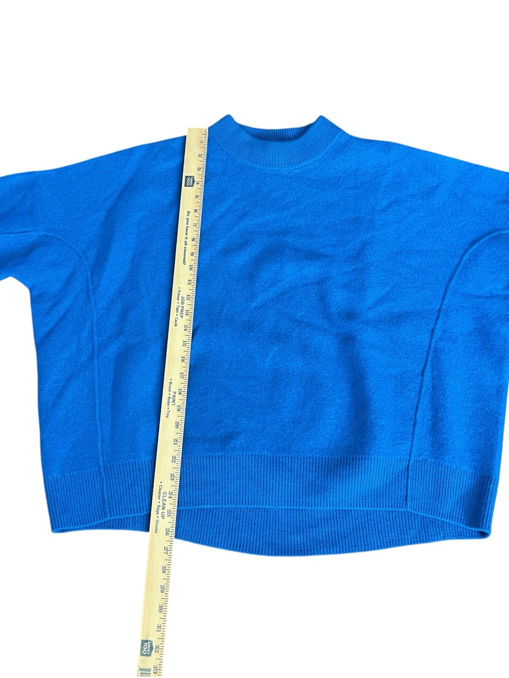 COS Oversized Boiled Wool Sweater L Cobalt Blue Crewneck Minimalist Seam Detail - Picture 7 of 9